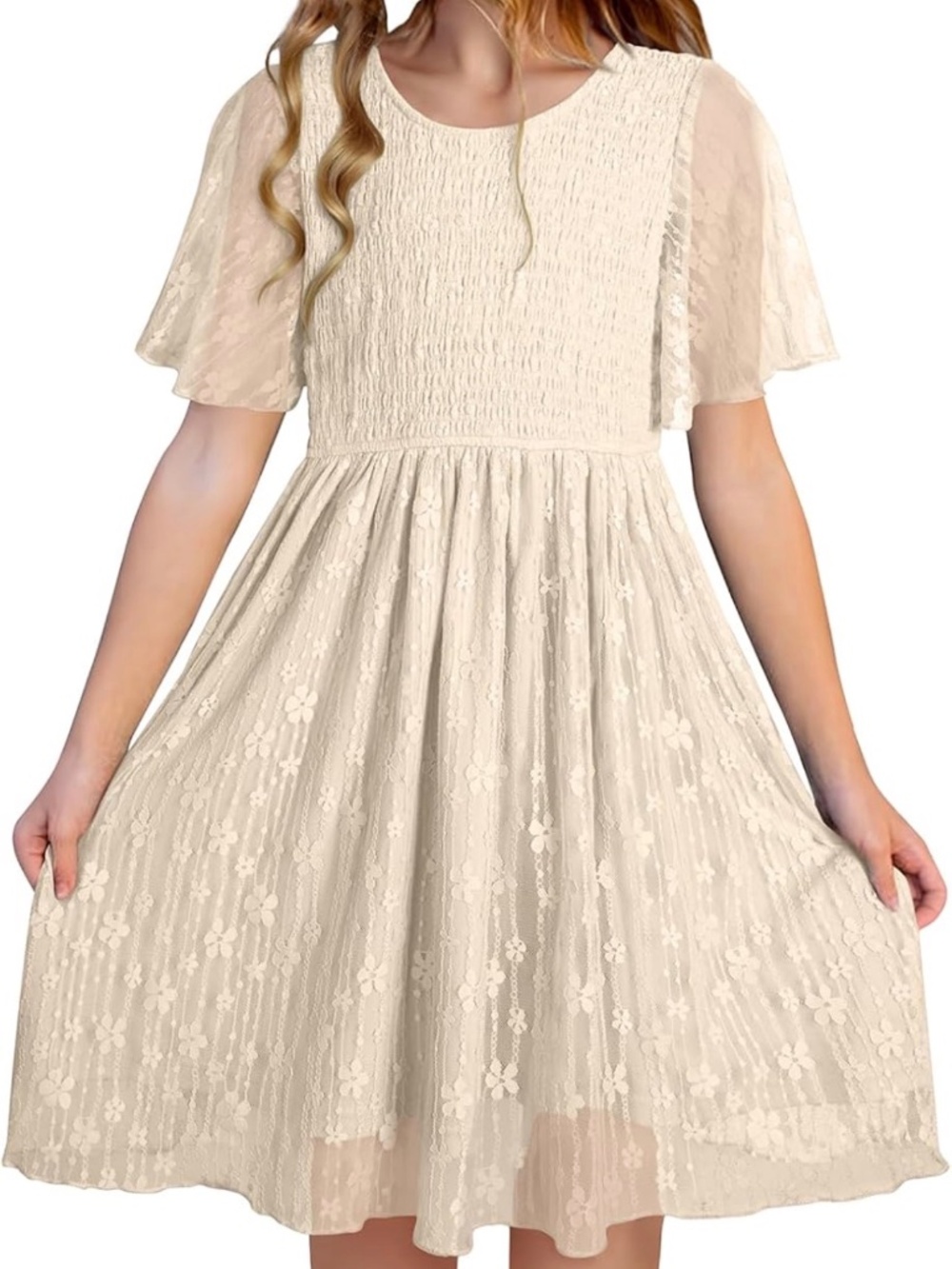 blibean Girls Lace Dresses Semi Formal Wedding Dress
